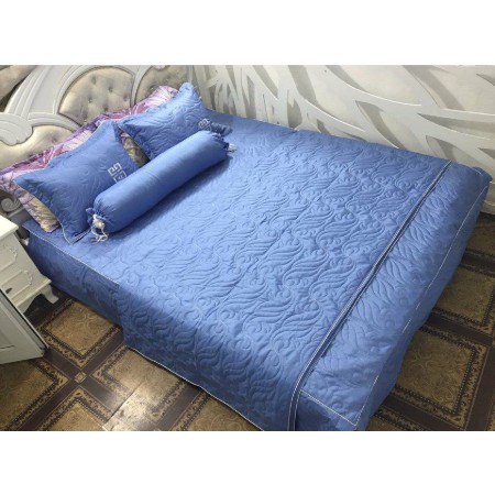Bộ Chăn Ga Gối Phủ Trần Bông 5 món satin màu đỏ mận