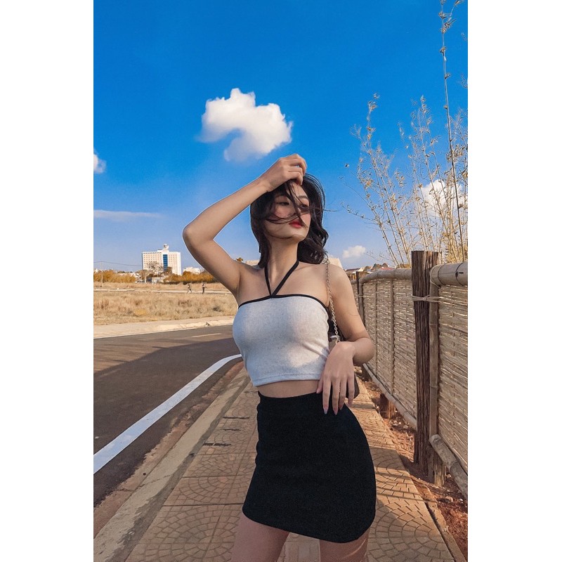 BAE CROPTOP▪️Áo ống cổ yếm viền