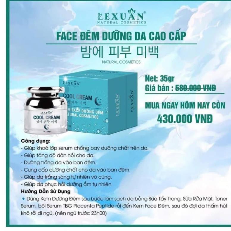 Kem face dưỡng đêm 35gr LEXUAN COSMETICS - dưỡng da mềm mịn làm mờ nếp nhăn sản sinh colagen bổ sung vitamin