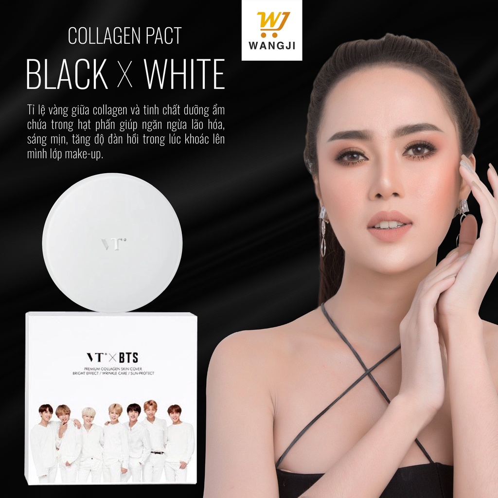 Phấn Nền Tươi VT X BTS COLLAGEN PACT BLACK & WHITE EDITION / SPF 50+++++ - Wangji