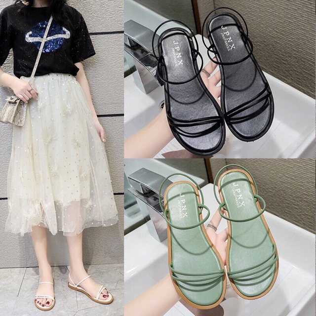 Sandal nữ đi học đế bệt đẹp ulzzang quai mảnh HARINA SD004