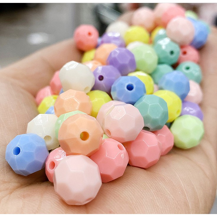 Set 30 Hạt Tròn Cắt Mặt Trang Sức 10mm 32 Màu