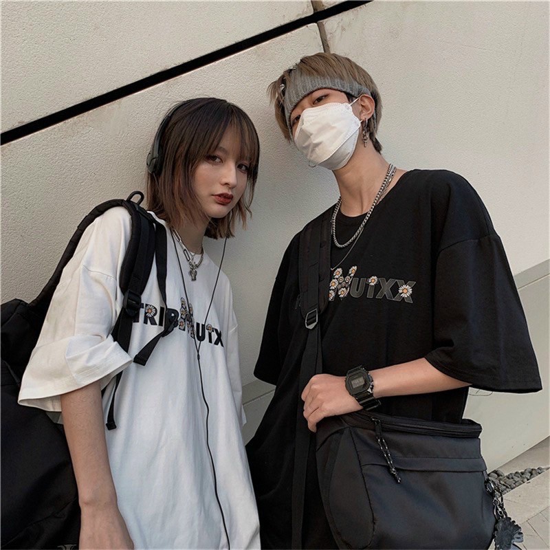 ÁO THUN TAY LỠ COTTON HOA CÚC FORM UNISEX (hình chụp thật)