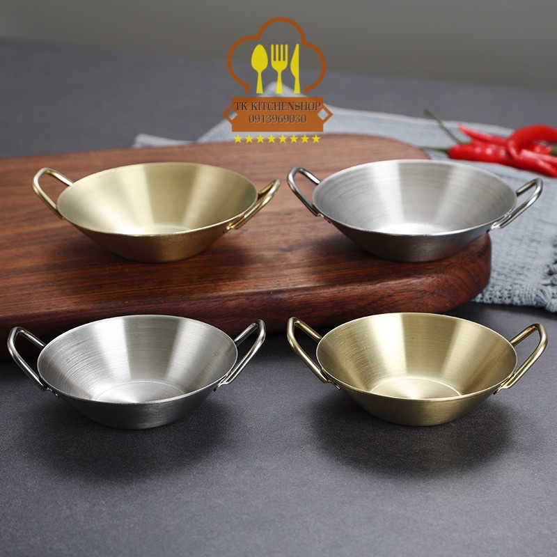 Chảo inox đựng sốt SUPER-MINI, siêu nhỏ, siêu xinh, chén sốt có hai quai cầm tiện dụng, chất liệu inox 304 không han gỉ