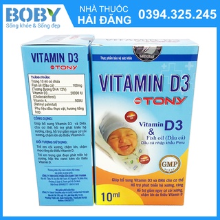 Vitamin D3 Tony giúp bổ sung vitamin D3 và DHA cho bé, giảm nguy cơ còi xương, chậm lớn