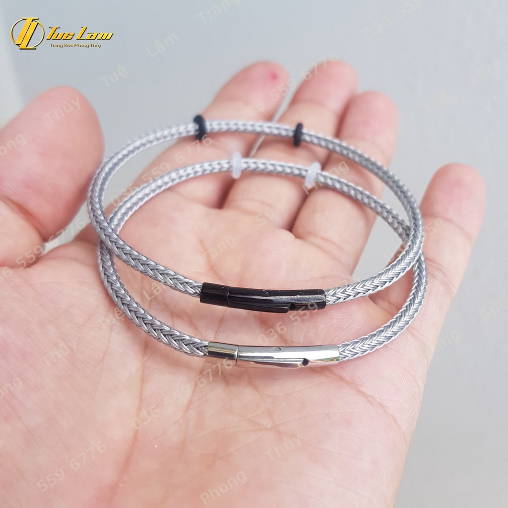 Dây Cáp Khóa Bấm Siêu Bền Đẹp - Màu Đen/Xám/Xanh Lá/Xanh Dương - Dây 3mm Phù Hợp mix charm, phụ kiện, vòng Tay - Tuệ Lâm