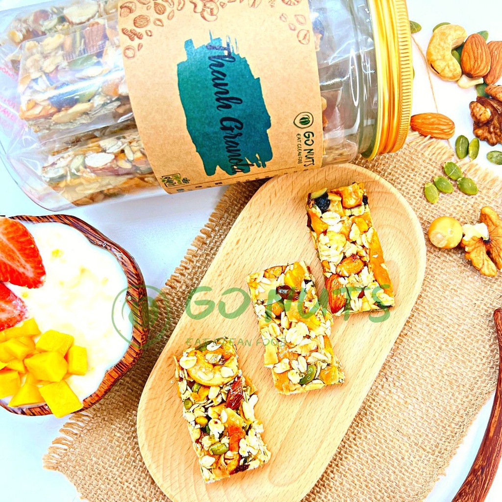 Thanh Granola GO NUTS Granola bar Thanh hạt dinh dưỡng mix Bánh ngũ cốc ăn kiêng hỗ trợ giảm cân bánh healthy thuần chay