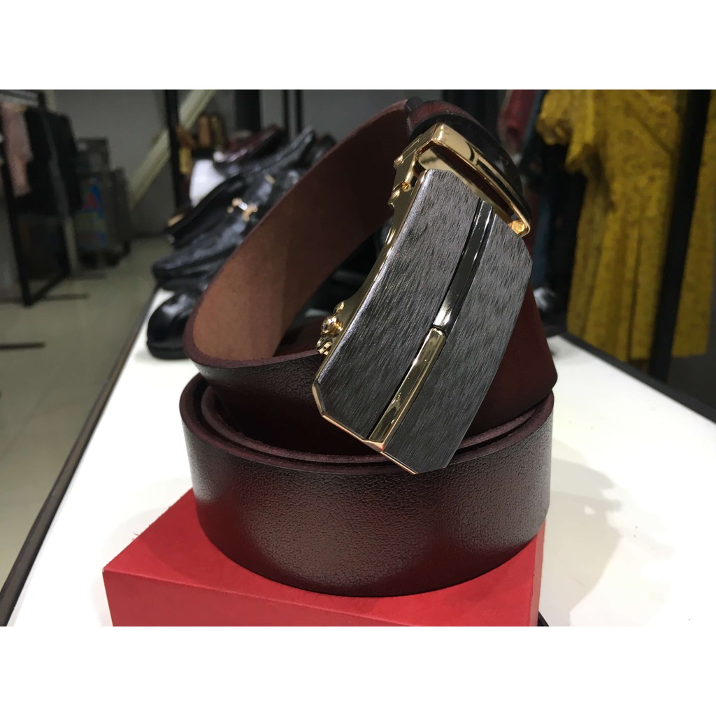 Dây lưng da đà điểu mặt chữ nhật trốt kéo