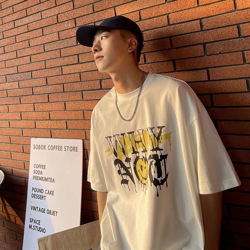 Áo Thun Ngắn Tay Dáng Rộng Phong Cách Hiphop Cá Tính Dễ Phối Đồ Cho Nam