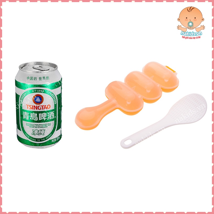 Bộ Khuôn Lắc Tạo Hình Cơm Nắm Cho Bé Ăn Dặm Kèm Thìa