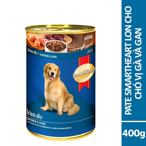 Pate Smartheart Lon 400g Cho Chó Vị bò &amp; Vị Gà Thơm Ngon