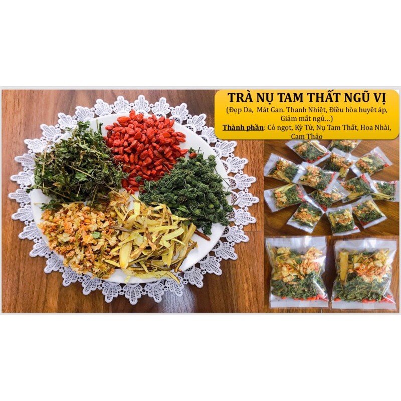 TRÀ NỤ HOA TAM THẤT NGŨ VỊ(Mát gangiúp ngủ sâu hơn)
