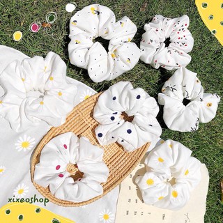 Chun buộc tóc scrunchies hoa cúc trắng