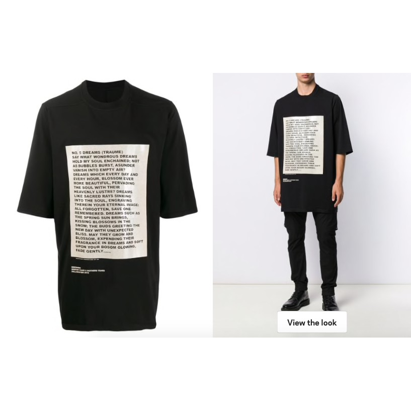 Áo thun ngắn tay Rick Owens DRKSHDW text print oversize T-shirt [Hàng cao cấp]