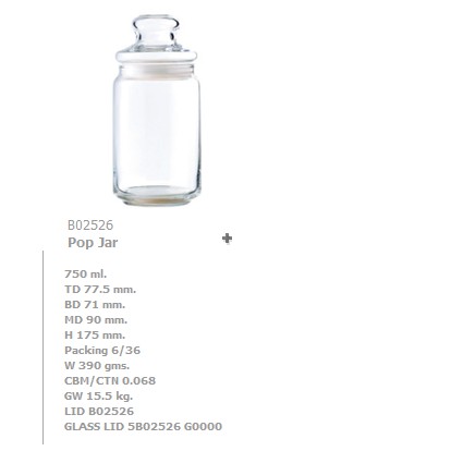 Lo nắp thủy tinh Ocean 2526 750ml