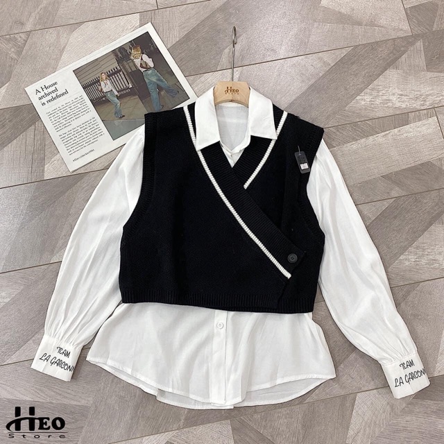 BÁN SỈ ÁO GHILE LEN VIỀN KÈM SƠ MI CHO NỮ