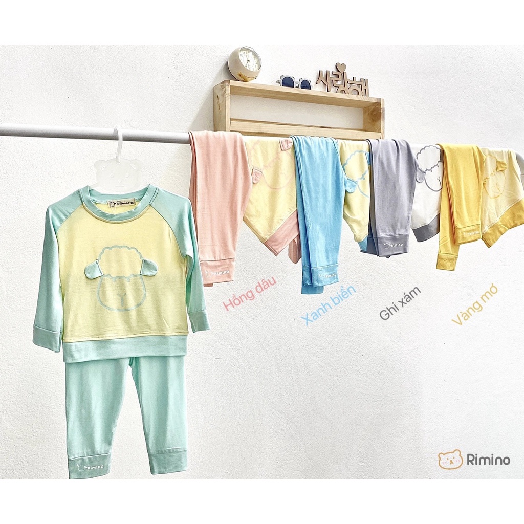 Đồ bộ dài tay chất thun lạnh họa tiết cừu phối màu cho bé (QATE475)