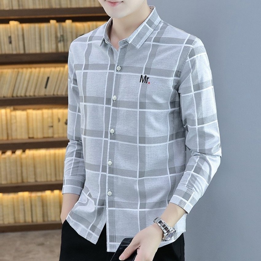 Áo sơ mi nam dài tay caro thêu Chữ MR Poniva Thời trang EMEY LUXURY SHOP phong cách nam tính, lịch lãm