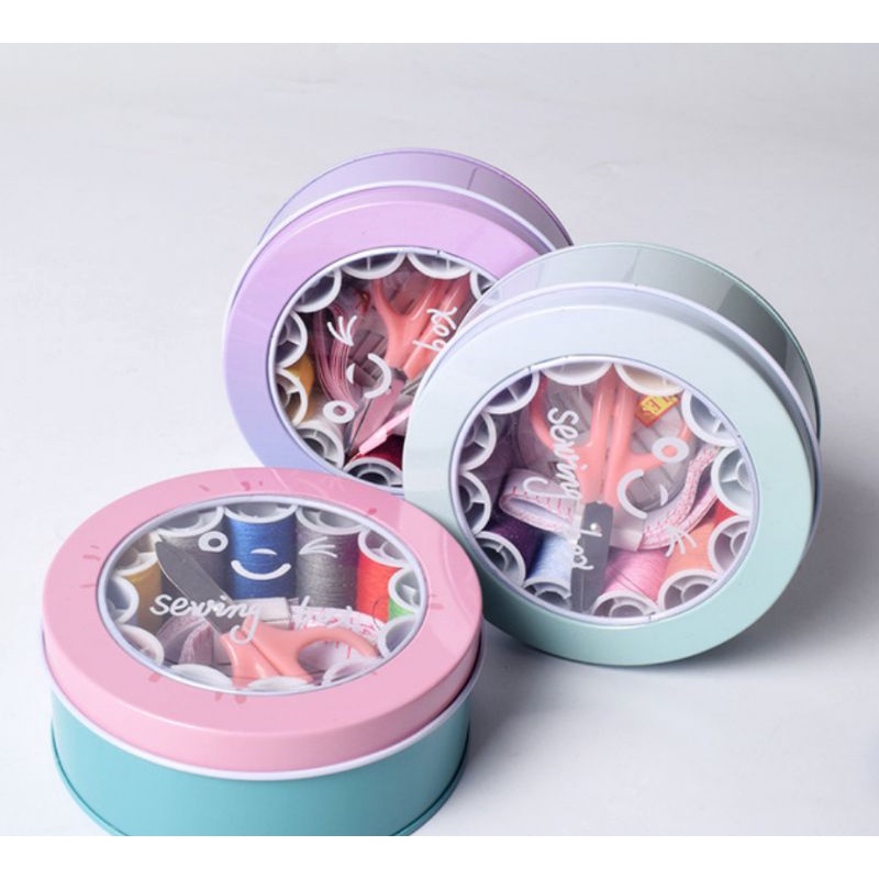 Bộ kim chỉ hộp tròn 12 cuộn,,,