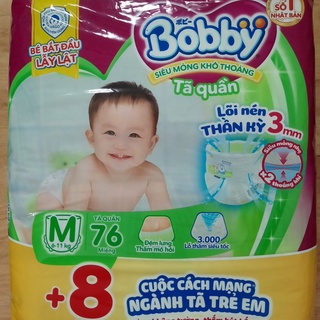 Tả (Bỉm) Bobby Quần M76, L68, XL62, XXL56 (Tặng 8 miếng) - BACH HOA HV