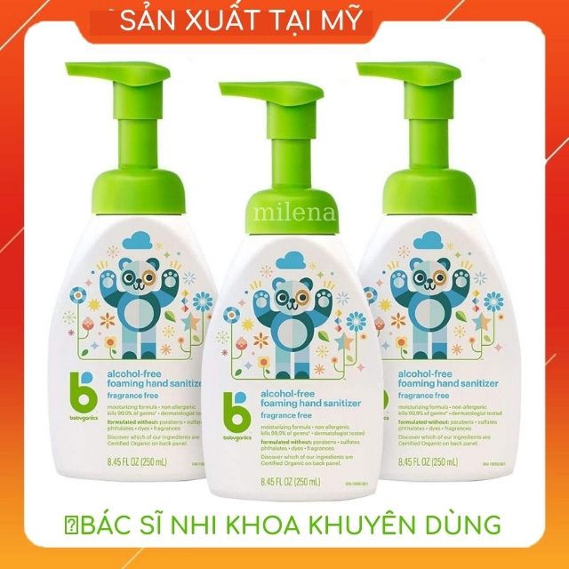 [Nhập Mỹ] Nước Rửa Tay Khô Babyganics Cho Trẻ Sơ Sinh Từ 0 Tháng, FDA Hoa Kỳ, 100% Tự Nhiên, Ko Dị Ứng Date 10/21