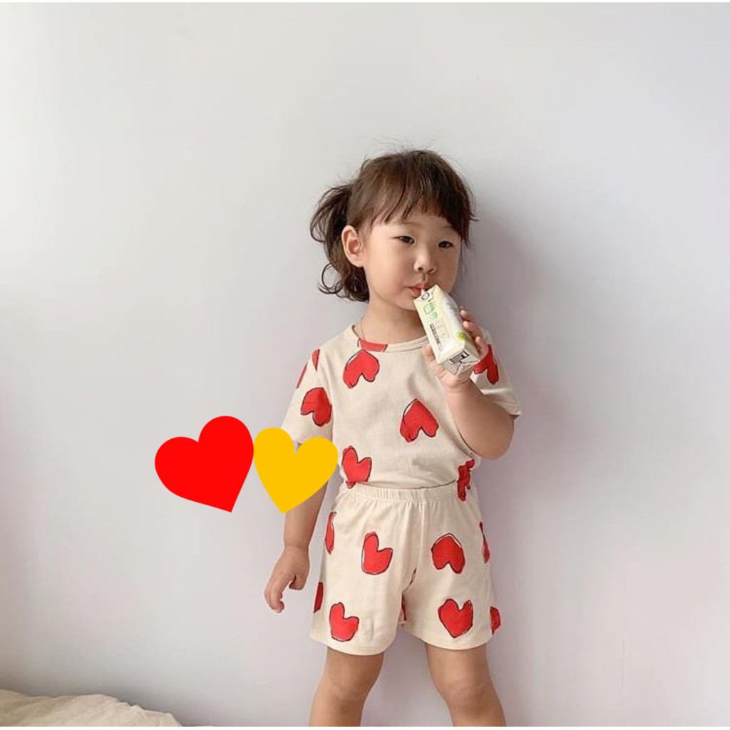 Bộ Thun Lạnh Minky Mom Trái Tim Cao Cấp  Bộ Thun Lạnh Cộc Tay Cho Bé