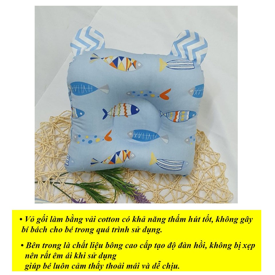 Gối Lõm KIDSSUN Cho Trẻ Sơ Sinh Chống Méo Đầu Chất Liệu Bông Nhiều Màu Sắc