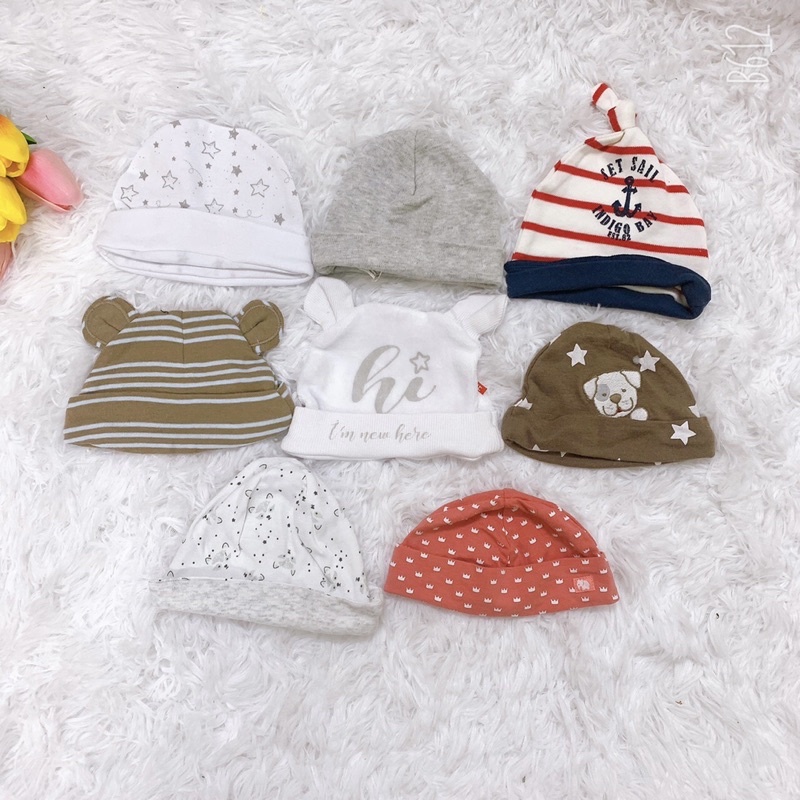 Mũ sơ sinh chất cotton co giãn dành cho bé 0-9m