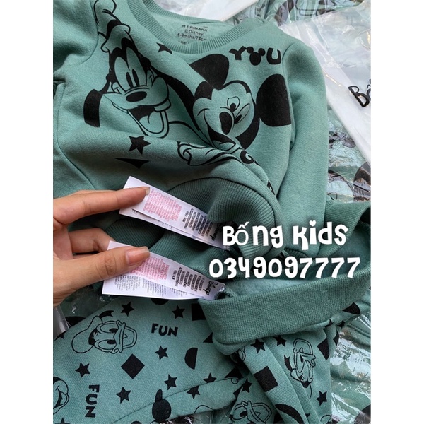 Bộ Nỉ Bé Trai Mickey Xanh Lục PR