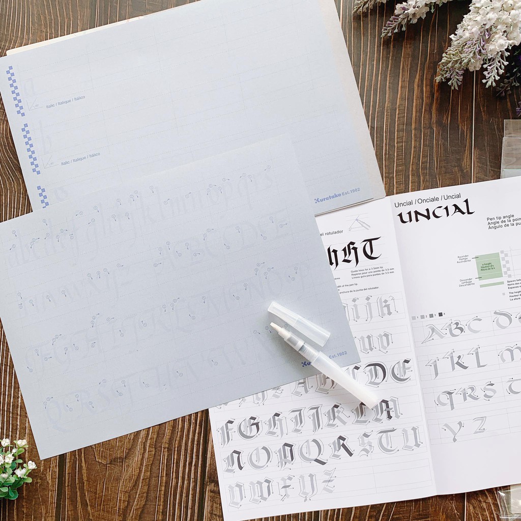 Bộ Luyện viết Calligraphy , Brush Lettering - Kuretake A to ZIG Practice Kit