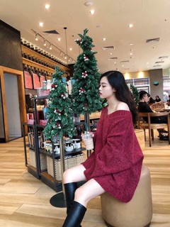 áo len nhung cổ tim