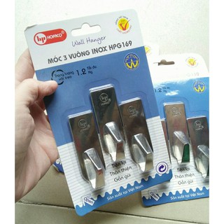 Bộ 3 móc dán tường vuông inox Hofaco HPG169 [Inox Xịn]