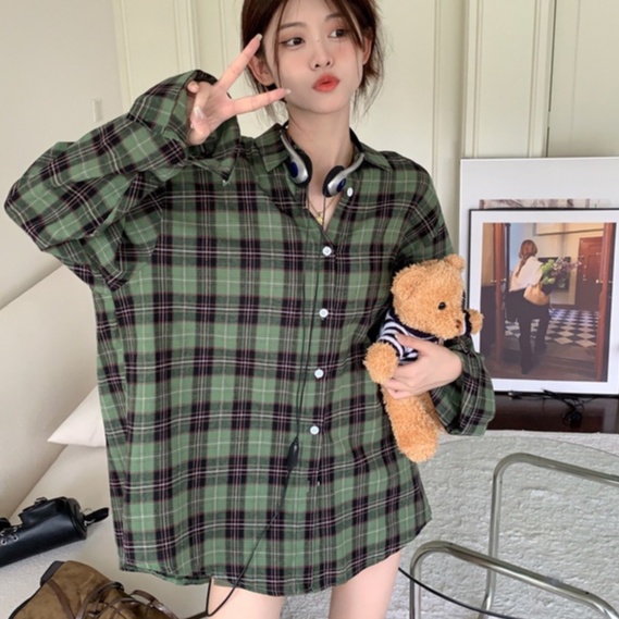 Áo Sơ Mi Tay Dài Họa Tiết Kẻ Sọc Theo Phong Cách Retro Nhật Bản Dễ Phối Đồ