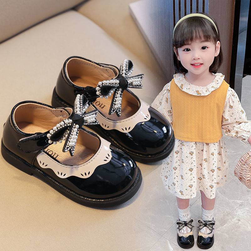 Giày búp bê đính nơ kèm hạt lấp lánh cho bé gái phong cách Hàn Quốc, mẫu hot 2022 - Hàng Quảng Châu Cao Cấp (H615)