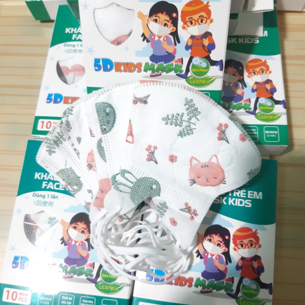 [BÉ 2-6 TUỔI ] Khẩu Trang 5D Kids Cho Bé Mask Cường Thịnh Họa Tiết Y Tế Xuân Lai Công Nghệ Nhật Bản Hộp 10C Bền Đẹp