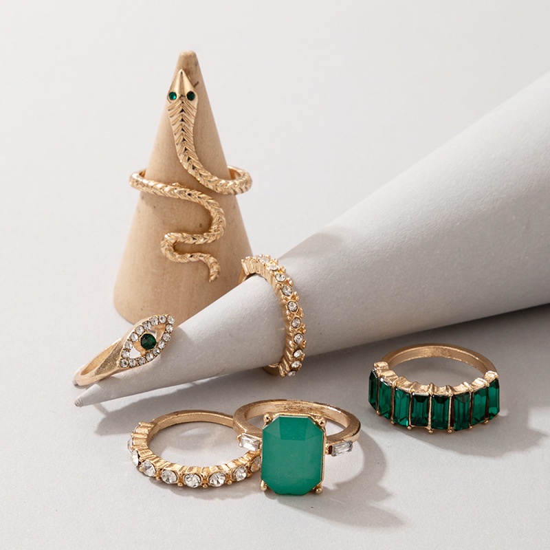Set 6 Nhẫn Đeo Tay Kim Loại Đính Đá Thời Trang Cho Nữ