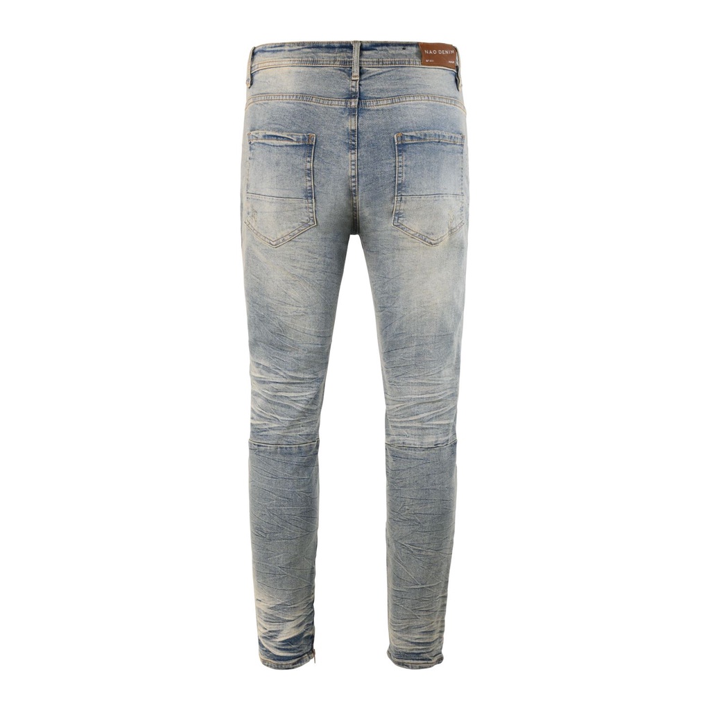 Quần Skinny Jeans Nam FNOS Streetwear Màu Xanh Trơn Có Zip Z35 - Local Brand Chính Hãng