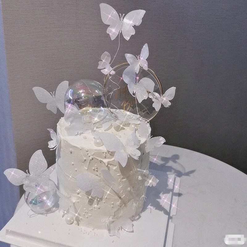 Set 10 Phụ Kiện Trang Trí Bánh Kem Hình Chú Bướm Dễ Thương