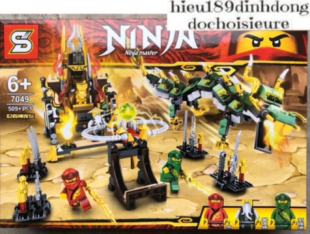 Lắp ráp xếp hình Lego ninjago sy7049 : đền thờ rồng xanh huyền thoại của sư phụ wu lloyd (ảnh thật)