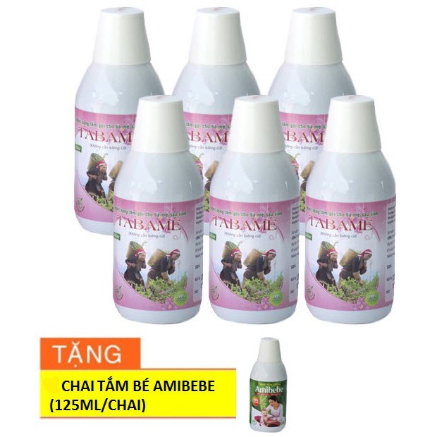 (TẶNG 1 TẮM BÉ AMIBEBE 125ML) COMBO 6 CHAI NƯỚC XÔNG TẮM THẢO DƯỢC CHO MẸ 250ML TABAME (Hàng Việt Nam Chất Lượng Cao)