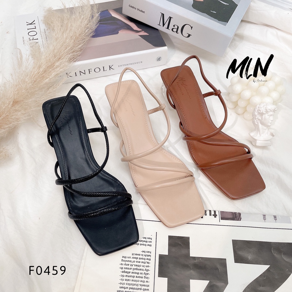 GIÀY SANDAL NỮ GÓT TRONG 3P QUAI CHỮ Z MÃNH F0459