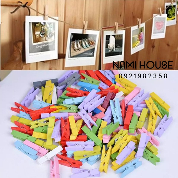 Kẹp gỗ nhiều màu DIY  treo ảnh treo tranh polaroid đẹp xinh lung linh - namimi house