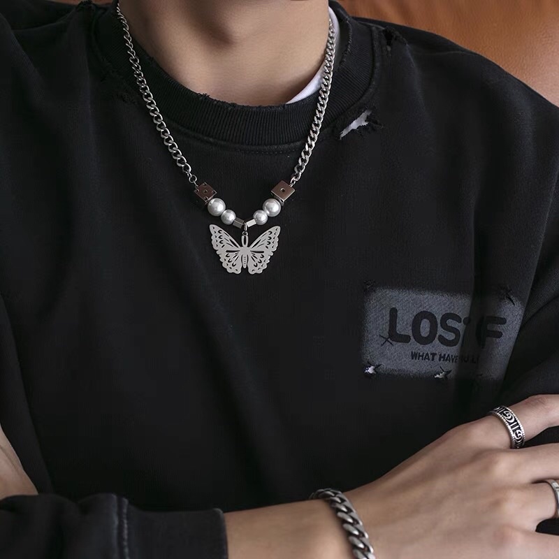 Dây chuyền mặt BUTTER phối hạt thép titan không gỉ