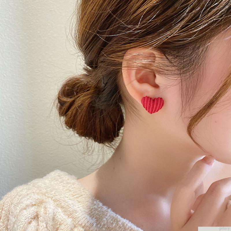 Bông tai hình trái tim màu trơn phong cách Hàn Quốc thời trang cho nữ