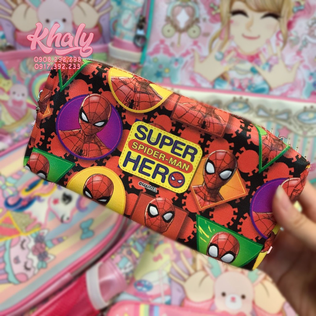Hộp bút, bóp viết 1 ngăn hình nhện Spiderman màu đỏ cho học sinh bé trai  - 255NSMB02 🥰😘