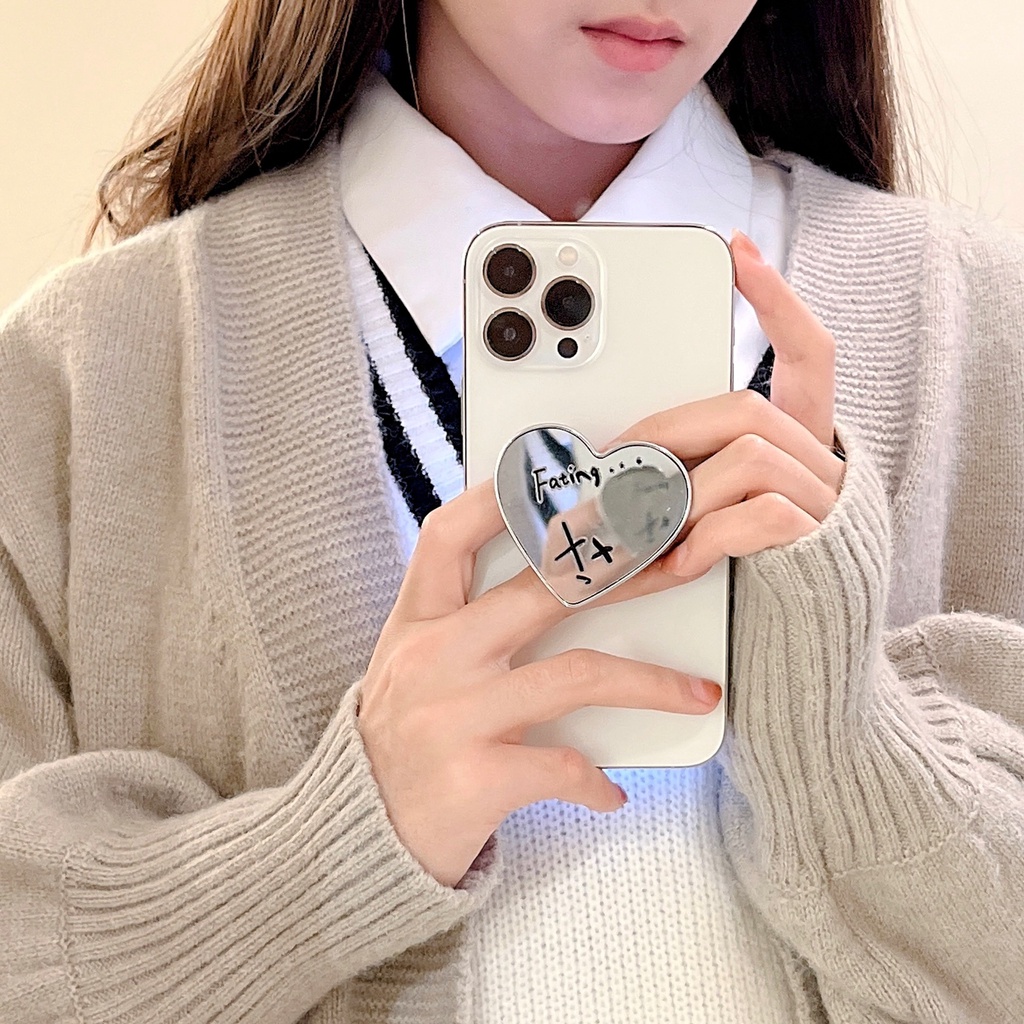 Giá đỡ điện thoại popsocket gương hình trái tim size lớn