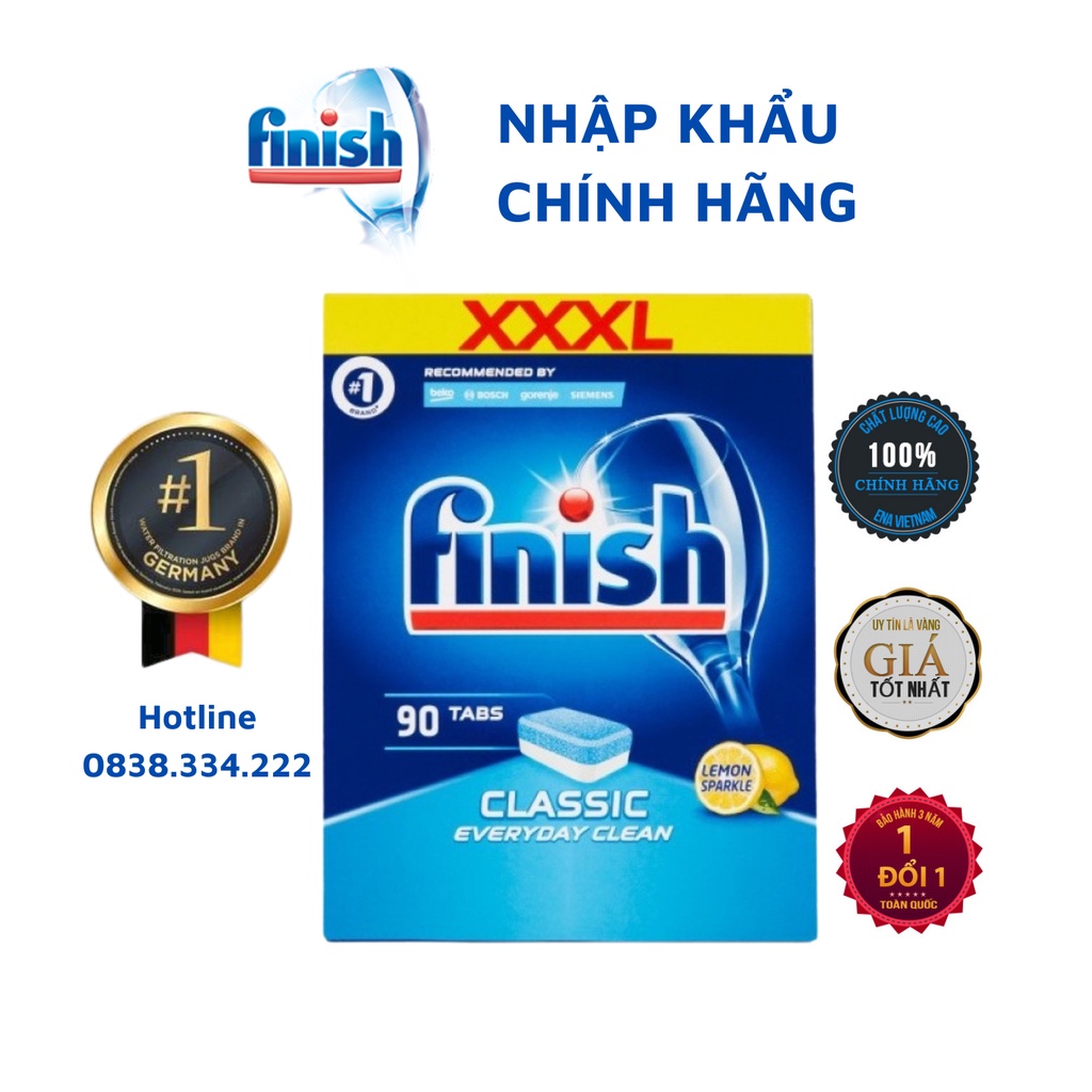 [HCM] Hộp 90 viên rửa chén Finish classic Hương Chanh