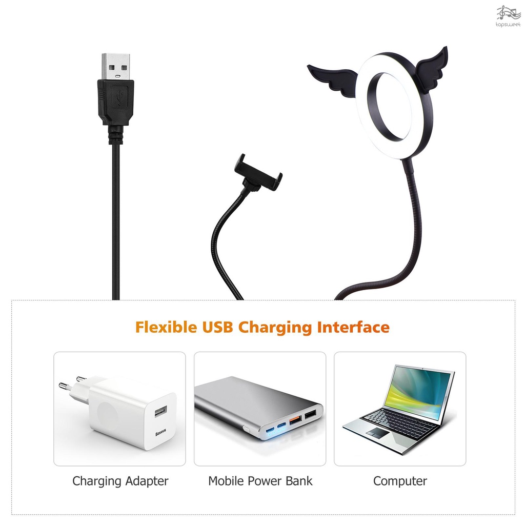 Vòng Đèn LED Andoer 5-inch 3800K-6800K 3 Màu Có Thể Điều Chỉnh Độ Sáng Kèm Giá Đỡ Điện Thoại | BigBuy360 - bigbuy360.vn