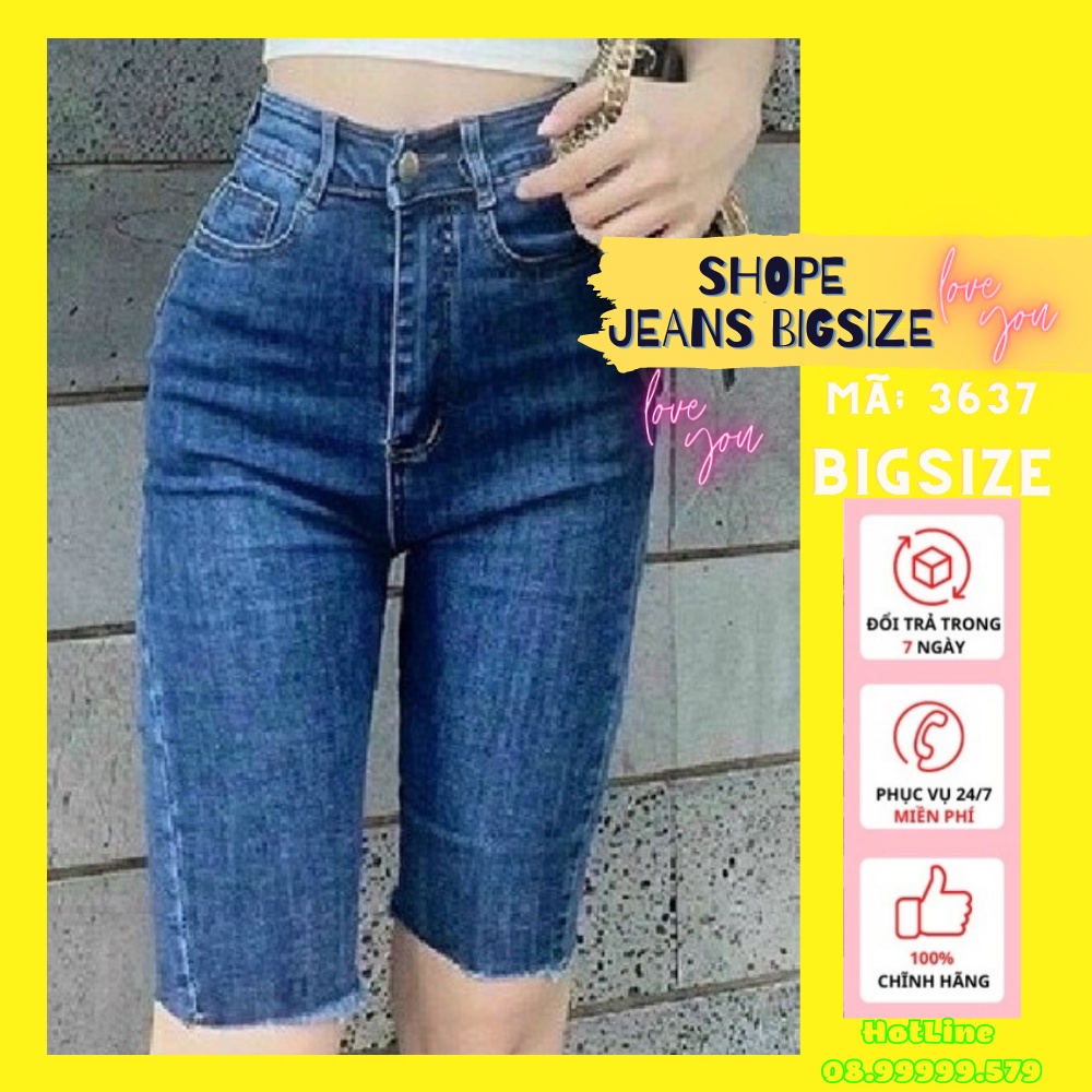 Bigsize (32-36) Quần Ngố Xanh Đá 7012 Co Giãn Mạnh, Quần Short Jean Lưng Cao, Quần Suông