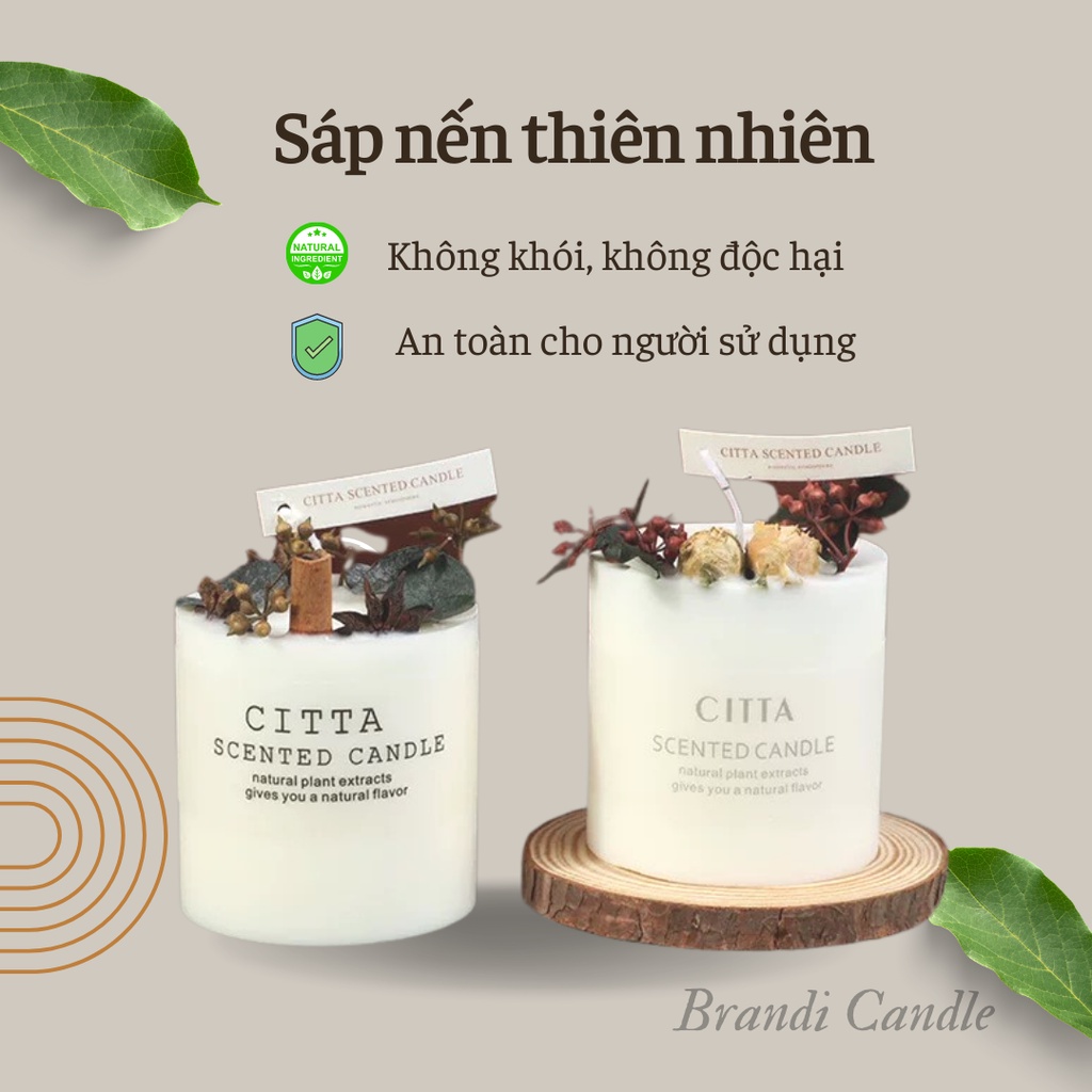 Nến Thơm Handmade Citta Hương Thơm Bốn Mùa Hoa Khô Tự Nhiên Trang Trí Nhà Cửa